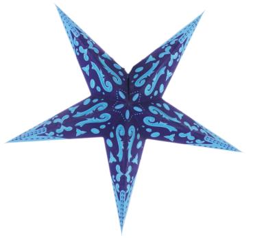 Preview: Baby Curves Blau  - Faltbarer Leuchtstern, Weihnachtsstern aus Papier mit 5 Zacken, 40 cm